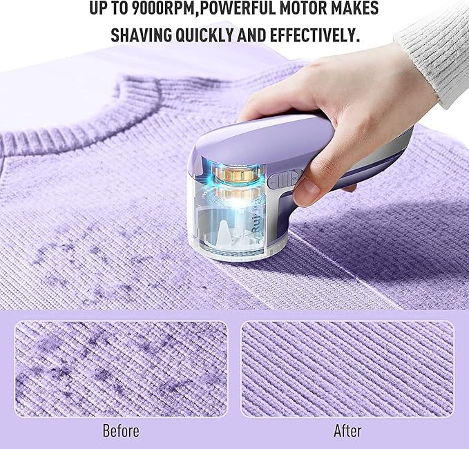 Ruidla Fabric Shaver Lint Shaver Defuzzer, Electric Lint Remover, Rechargeable - Image 3