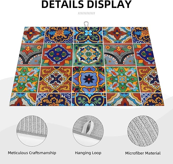Talavera Mexican Tiles Dish Drying Mat - Image 3