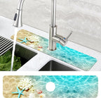 Beach Dish Drying Mat for Kitchen Sink Starfish Coral and Seashell Splash Guard - Image 4