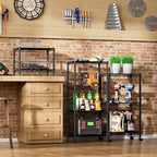 Xcity Storage Shelves, 2 Tier Heavy Duty Metal Shelving Unit with Wheels, 700 LBS Capacity Adjustable Steel Wire Shelf Organizer for Pantry, Kitchen, Garage, 14" D x 24" W x 20" H, Black - Image 6