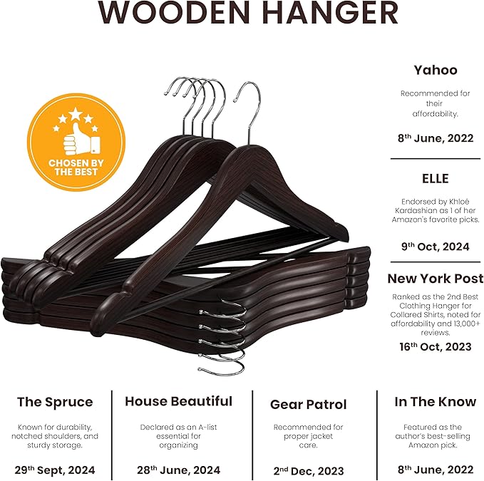 Utopia Home Premium Wooden Hangers 30 Pack - Image 5