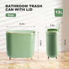 Bathroom Trash Can with Lid 3.2 Gallon Narrow Trash Can Small Plastic Trash Bin - Image 2