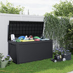 260 Gallon Resin Deck Box, Lockable Patio Outdoor Storage Box for Furniture, Garden Tools and Tools Storage, Waterproof Outside Storage Boxes - Black - Image 5