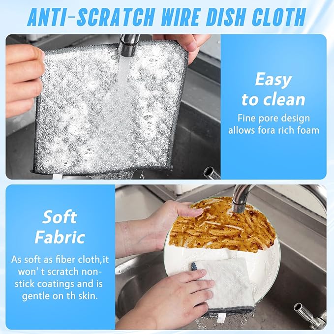 8 PCS Four-Layer Non-Scratch Multipurpose Steel Wire Dishcloths - Image 4