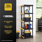 BLACK & YELLOW 5-Tier Heavy Duty Plastic Storage Shelving Unit, 5 Shelves Support up to 100lb/shelf, Organization and Storage, Weather-Resistant Design, Easy Assembly, American Made (72H x 24W x 20D) - Image 4