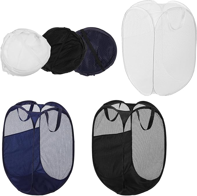 6Pcs Pop up Hampers for Laundry Foldable Mesh Laundry Hamper Baskets - Image 8