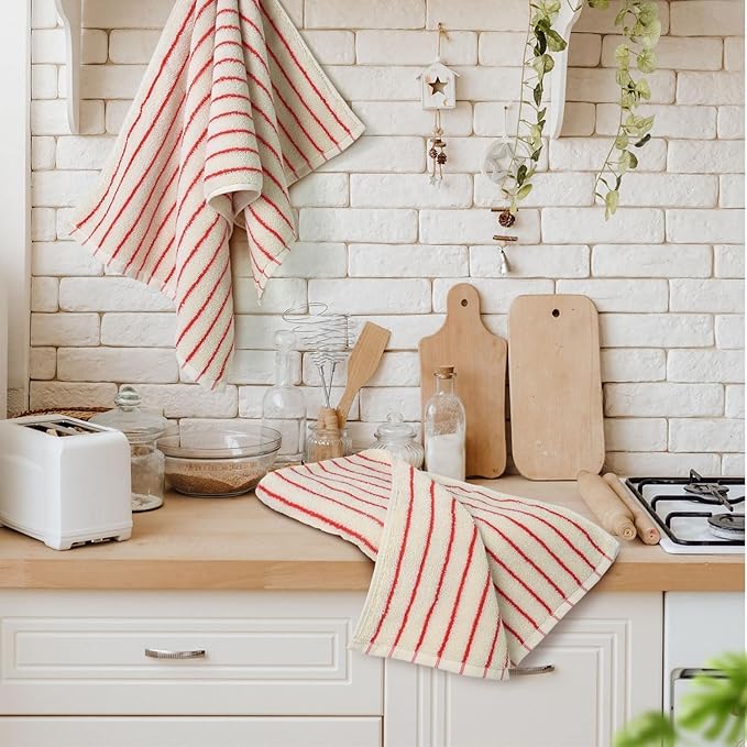 Jacquotha Striped Hand Towels Set of 2, Vintage Bathroom & Kitchen Decor - Image 2