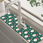 Christmas Kitchen Sink Splash Guard Mat Santa Claus and Snowflakes Sink Splash by Unknown