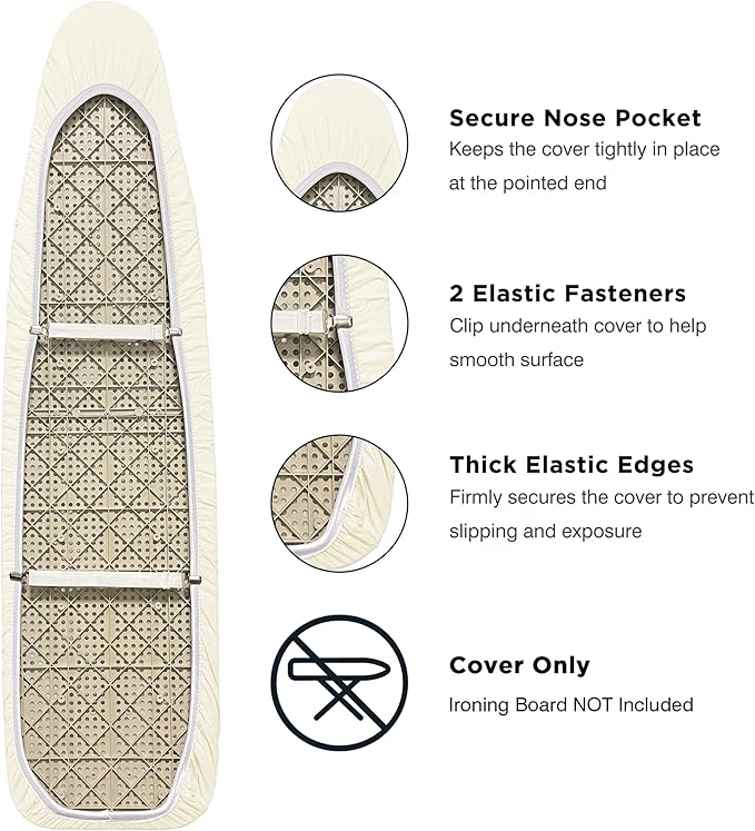 Ironing Board Cover and Pad 15"x54" Extra Thick Natural Cotton, Scorch and - Image 3