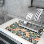Navy Blue Sage Green Chinoiserie Dish Drying Pad 18 x 24 Inch - Image 5