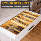 SpaceAid 7-Piece Bamboo Drawer Organizer Storage Boxes Set, Wood Tray Junk - Image 4