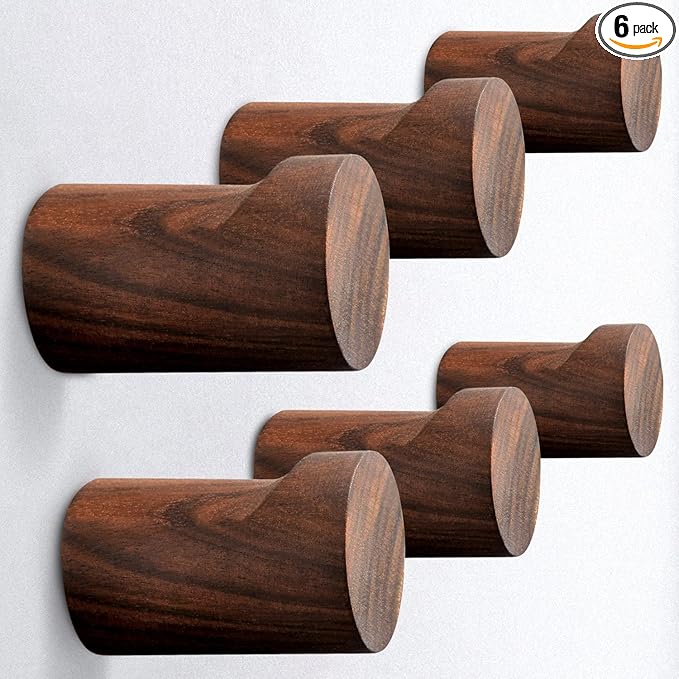 Natural Wood Wall Hooks, for Hanging Coat Towel Cap Bag Purses Jacket Backpack by COCOYA