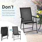 Giantex Set of 4 Patio Folding Chairs, Outdoor Chairs with Armrest, Portable Dining Chairs for Porch Camping Pool Beach Deck Lawn Garden, 4-Pack Patio Chairs, Metal Frame, Black - Image 4