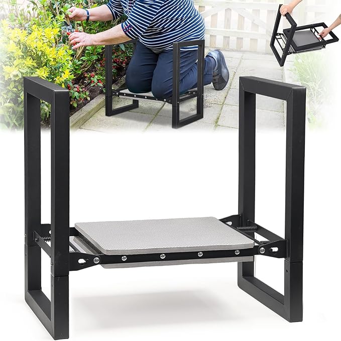 Garden Kneeler and Seat - Heavy Duty Folding Garden Stool with Handles, Stable Kneeling Device Bench Chair Gardening Tools Gifts for Women Men Seniors Gardeners Outdoor Weeding Planting by DIOVPLX