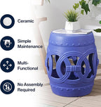 JONATHAN Y TBL1022D Lucky Coins 16" Chinese Ceramic Drum Indoor/Outdoor Garden Stool Bohemian, Coastal, Cottage, French Country, Traditional, for Living Room, Garden Room, Patio, Matte Blue - Image 5