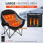 Heated Oversized Camping Chair - Heavy Duty Padded Folding Camping Chairs for Adults with Cooling Bag, Side Pocket, Cup Holder and Carry Bag for Outdoor Sports Lawn Fishing Garden Portable - Image 4
