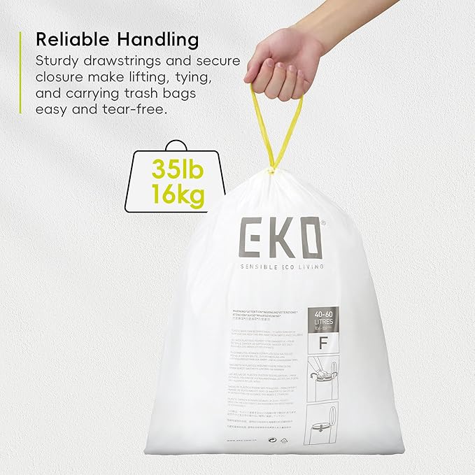 EKO 13 Gallon / 40-60 Liter, Extra-Strong Unscented Garbage Bags, Easy-Dispense - Image 4