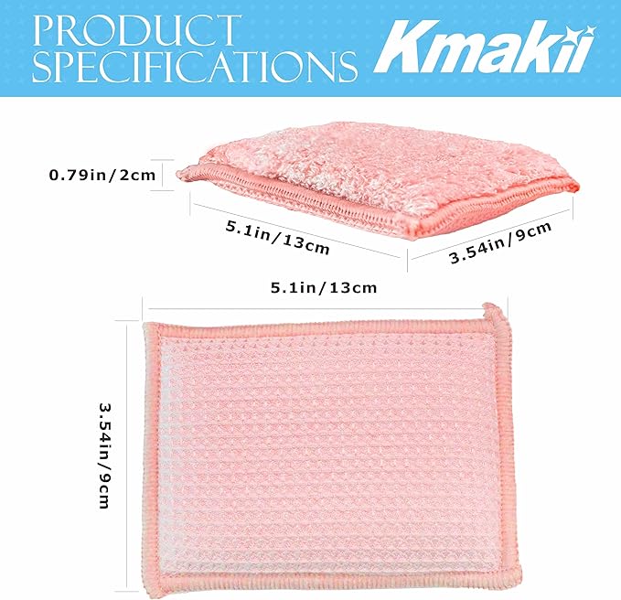 KMAKII Bamboo Kitchen Sponges Dish Sponge Super Absorbent Natural Dish Sponges - Image 2