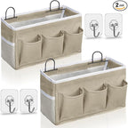 2pcs Light-Style Wall Hanging Storage Bag, Linen Fabric Door Hanging Organizer by KANRICHU