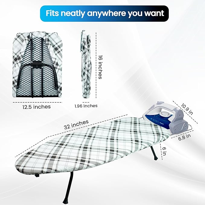 Metal Mesh Panel Tabletop Ironing Board | Foldable Iron Board | Heavy Duty - Image 8