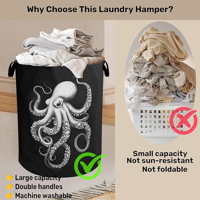 Black Octopus Laundry Basket - Image 3