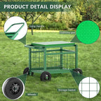 FLINTER Rolling Garden Work Seat with Wheels, Upgraded Heavy Duty Gardenning Cart with Seat - Garden Rolling Stools with Wheels for Seniors, Lawn, Patio & Backyard Gardening, Green - Image 9