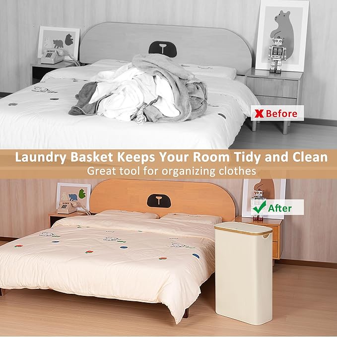 65L Slim Laundry Hamper, Narrow Laundry Basket - Image 3