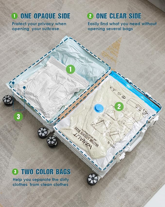 Vacuum Storage Bags for Travel, 16 Pack Vacuum Seal Bags - Image 4