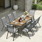 MAMIZO Patio Dining Chairs, Stackable All Weather Teslin Chair, Heavy Duty Outdoor Breathable Chairs Set, w/Armrests, Upgraded Chair FeetW/Strenthened Iron Spacers, 330 LBS (8, Grey) - Image 9