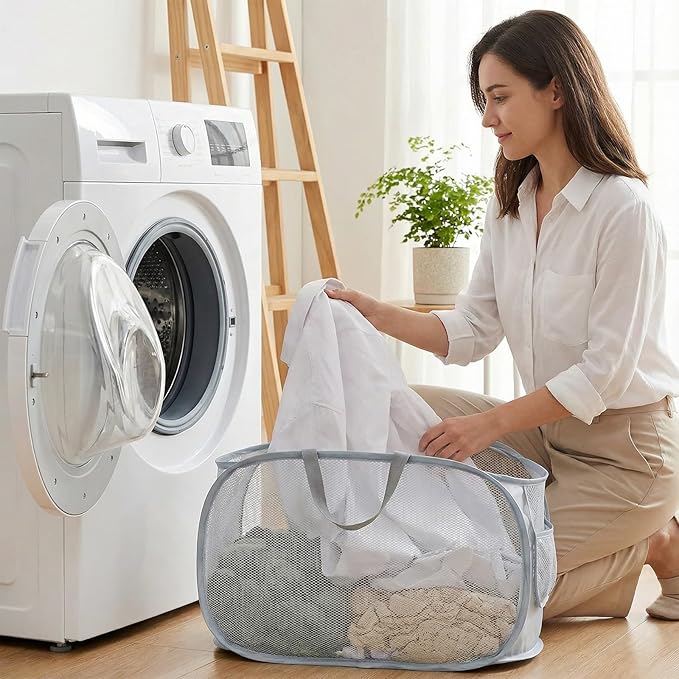 4 Pcs Foldable Pop Up Laundry Hampers, Mesh Laundry Basket - Image 8