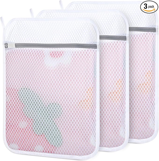3-Pack Durable Honeycomb Mesh Laundry Bags by Dntorx