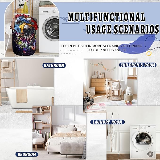Personalize Mandala Laundry Basket Oxford Cloth Foldable Galaxy Laundry Hamper - Image 5
