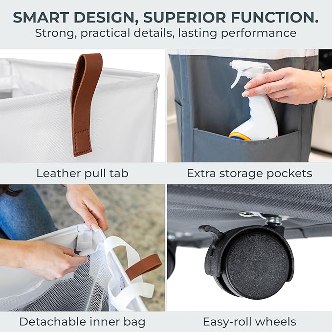 Laundry Basket with Wheels – Foldable, Space-Saving, Fabric Slim Laundry Hamper - Image 6