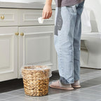 Ctosree 2 Pcs Wicker Trash Can Basket Woven Waste Basket - Image 5