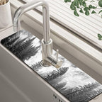 Winter Forest Mountain Sink Faucet Absorbing Mat Sink Splash Guard Faucet Mat by Unknown