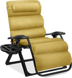 Best Choice Products Oversized Zero Gravity Chair, Folding Outdoor Patio Recliner, XL Anti Gravity Lounger w/Removable Cushion, Cup Holder, Side Tray, 350lb Capacity - Sunflower Yellow by BestChoiceProducts