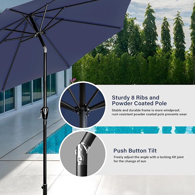 Simple Deluxe 9' Patio Umbrella Outdoor Table Market Yard Umbrella with Push Button Tilt/Crank - Image 5