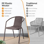 VINGLI PE Rattan Outdoor Dining Chairs Set of 2, Plastic Stackable Patio Chairs for Indoor, Porch, Restaurant, Garden, Brown - Image 6