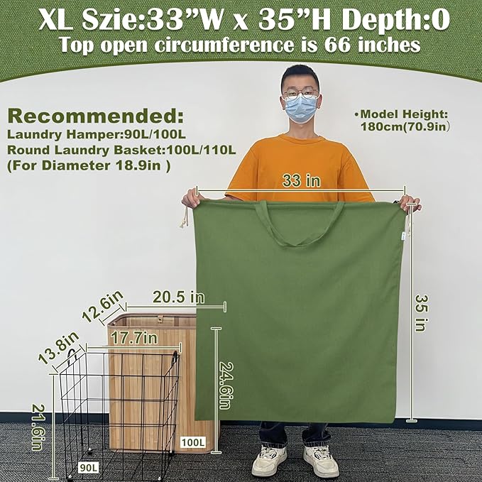 Canvas Laundry Bag 33"Wx 35"H, Thick Cotton Laundry Bag - Image 2