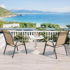 Betterhood Patio Chairs Set of 2, Stackable Outdoor Dining Chairs Set with Breathable Seat Fabric, All-Weather Powder-Coated Metal Frame for Deck, Pool Side and Backyard, 350LBS Capacity (Khaki) - Image 5