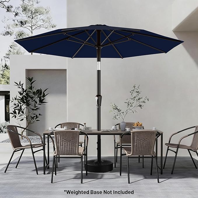 AreShark 9 FT Patio Umbrella for Outdoor, Outdoor Umbrella with Push Button Tilt and Crank, Outdoor Patio Umbrellas with 8 Sturdy Ribs for Market, Garden, Deck, Backyard, Pool (Navy) - Image 6