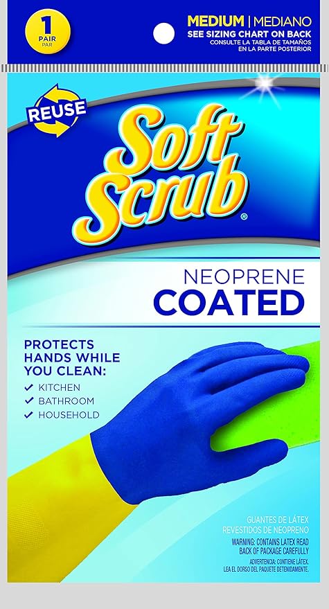 Soft Scrub Neoprene Coated, Reusable Latex Household Glove by SoftScrub