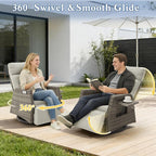 Adjustable Outdoor Recliner Chair with Independent Backrest & Footrest, Patio Swivel Recliner Chair, Wicker Reclining Patio Chair w/Flip-Up Table, 155° Lay Flat Chaise Lounge, Gray, 2PCS - Image 3
