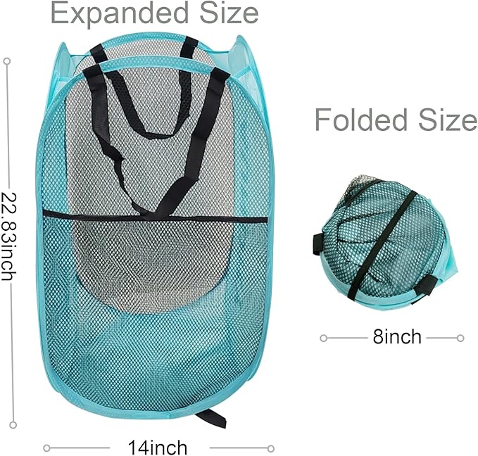 Larpur Pop Up Laundry Baskets, 2 Pack Mesh Laundry Hampers Collapsible Clothes - Image 2