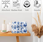 Blue Eucalyptus Leaves Bathroom Hand Towel Set of 2, Watercolor Botanical Plant - Image 4