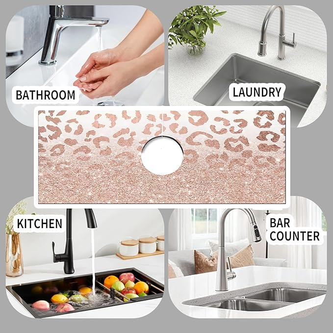 Absorbent Splash Guard Mat for Kitchen Sink, 15×5.5 Inch Cute Fast Drying Drip - Image 4