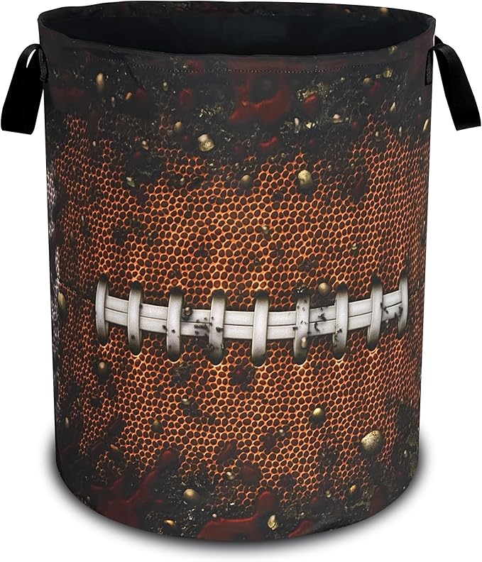 Football Laundry Basket Oxford Cloth Ball Texture Pattern Laundry Hamper by Unknown
