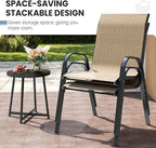 Patio Dining Chair Set of 6, Outdoor Stackable Dining Chairs High Back for All Weather, Patio Furniture for Backyard, Porch, Garden, Pool Deck (Brown) - Image 6