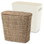 Wicker Waste Basket with Lid and Liner, Woven Seagrass Trash Can, Bathroom by Unknown