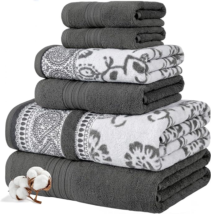 Modern Threads Ophelia 6-Piece 100% Cotton Towel Set – Reversible Yarn Dyed by ModernThreads